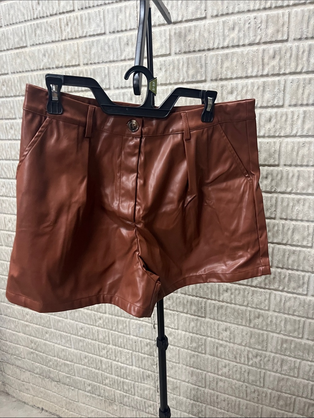 Cupshe Brown Faux Leather Flat Front Men's Shorts
